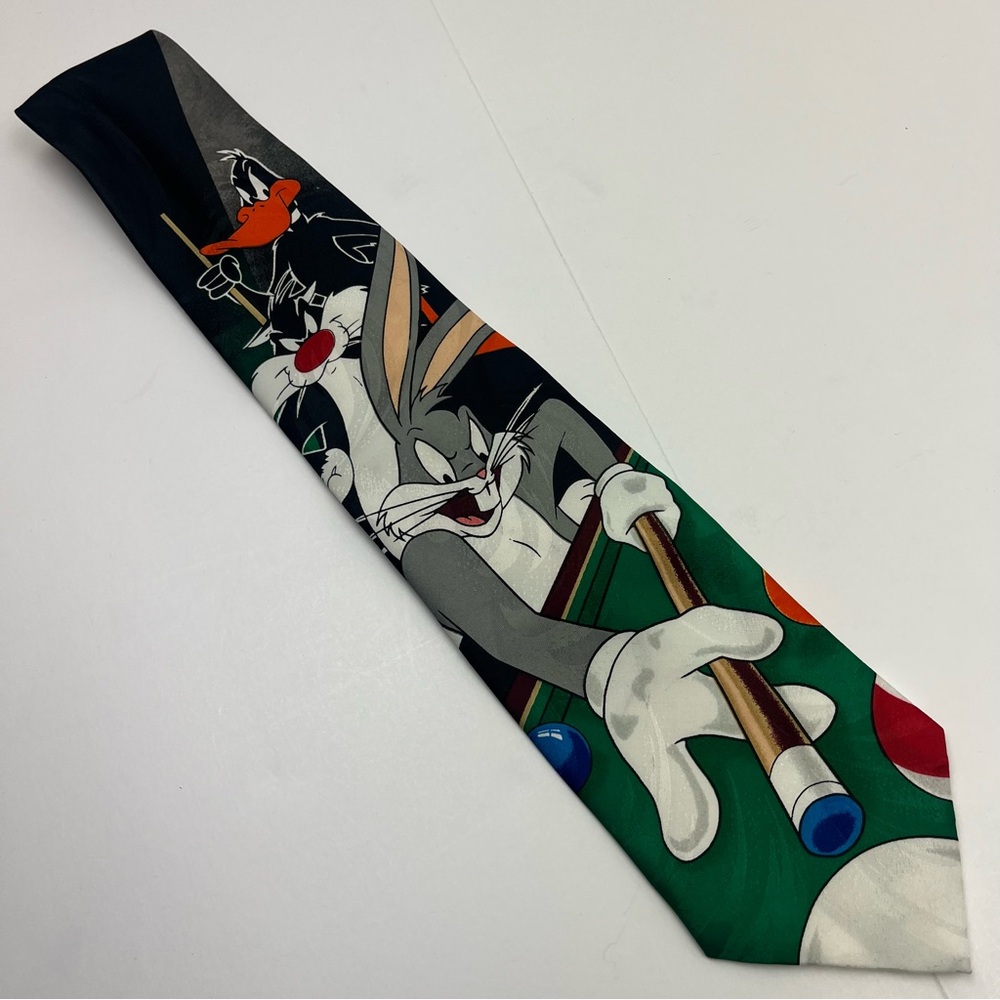 Looney Tunes Warner Brothers Bugs Bunny Pool Cartoon 1997 Vintage‎ Mens Neck Tie
